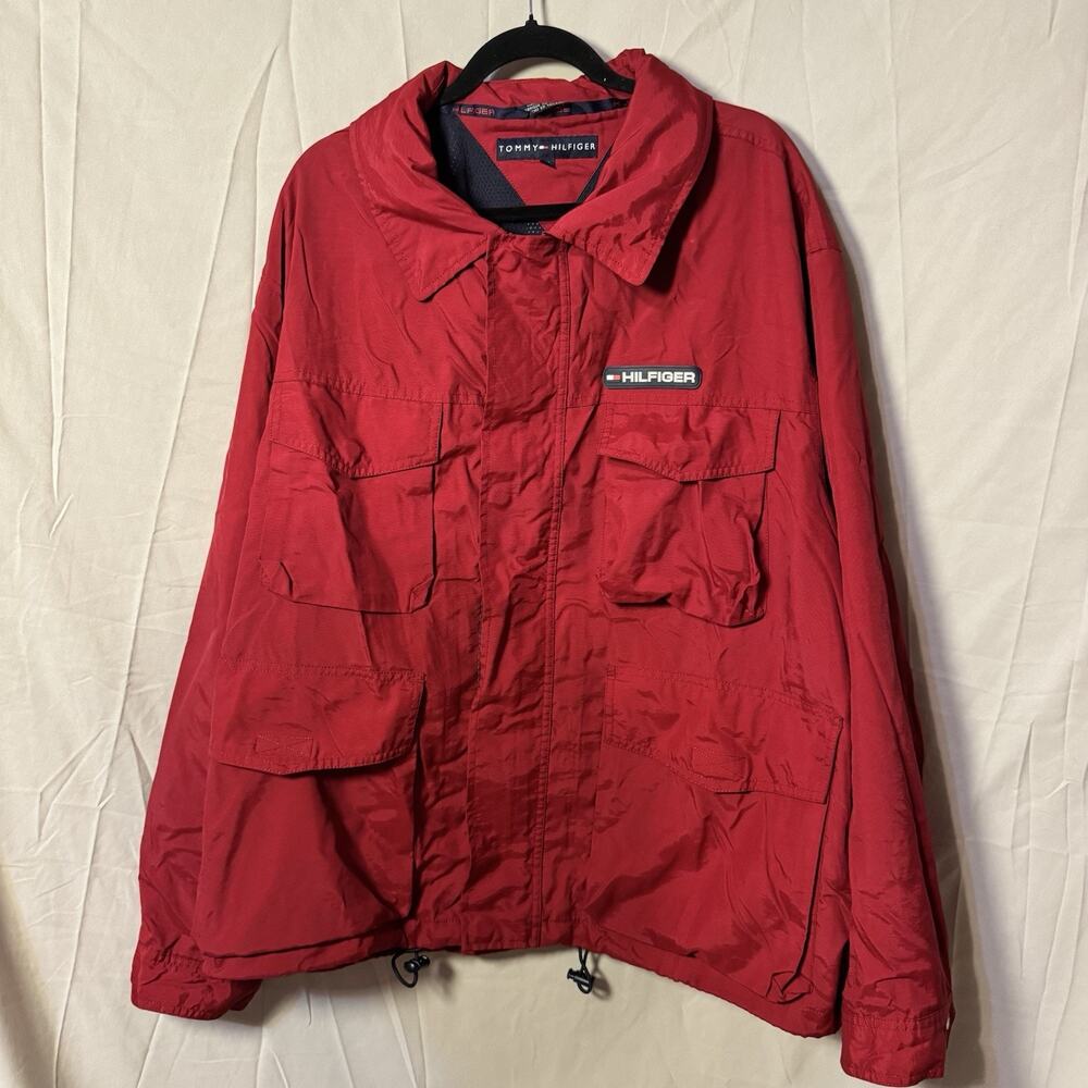 Plus size red Tommy Hilfiger rain jacket size XXL